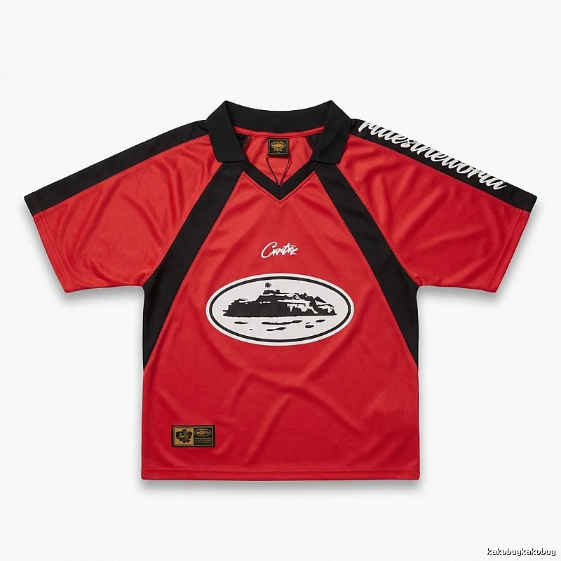 Corteiz Retro Style Red and Black Contrast Color Shirt