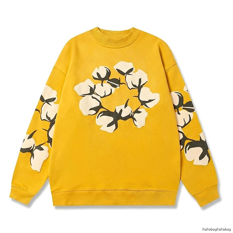 DENIM TEARS Cotton Print Yellow Sweatshirt