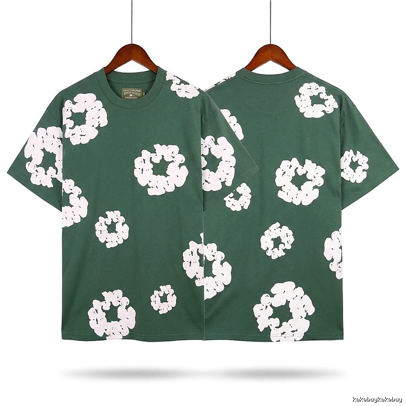 DENIM TEARS retro-style green short-sleeve