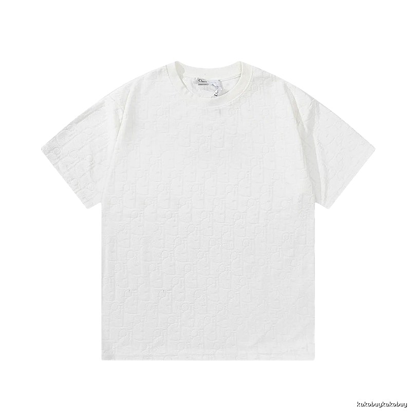Dior All-over Monogram Print Light Luxury Style White T-Shirt