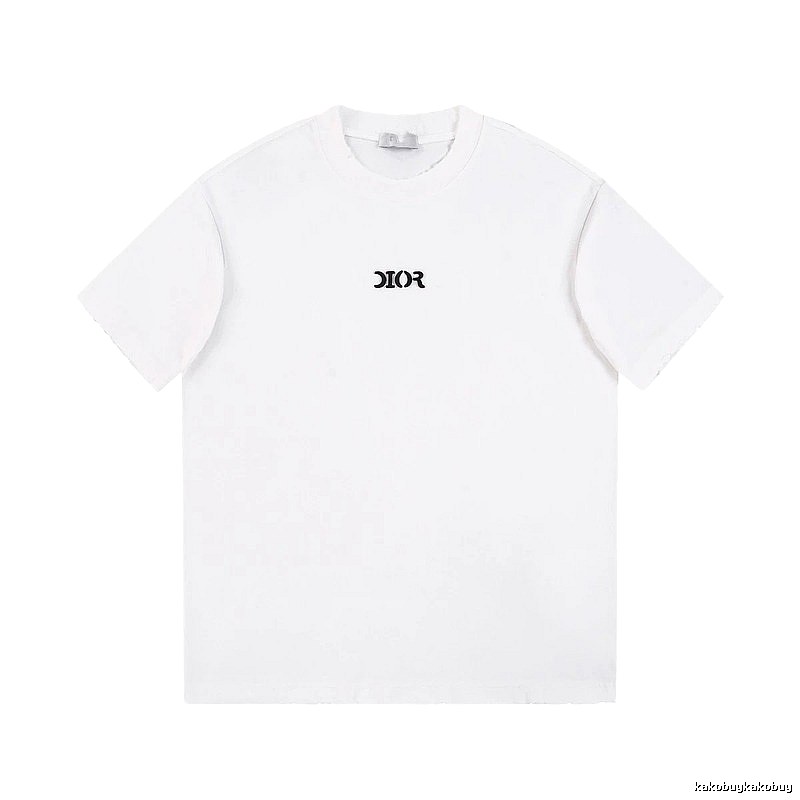 Dior Minimalist Style Embroidered Logo White Short-sleeved T-shirt