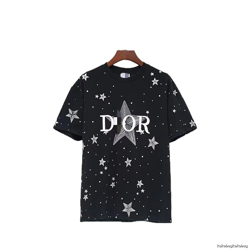 Dior Trendy Cool All-over Star Print Black T-Shirt
