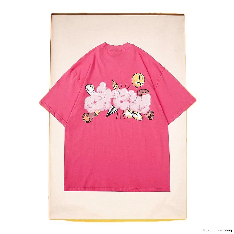 DREW Cloud Print Street Style Pink T-Shirt