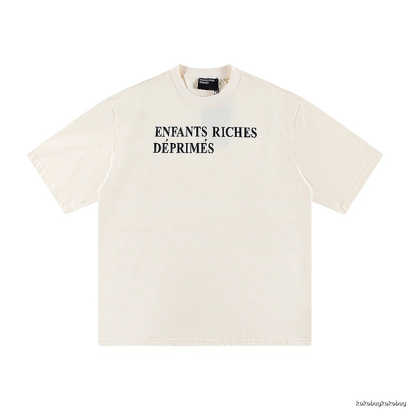 ERD Letter Print Minimalist Style Off-white Short-sleeve T-shirt