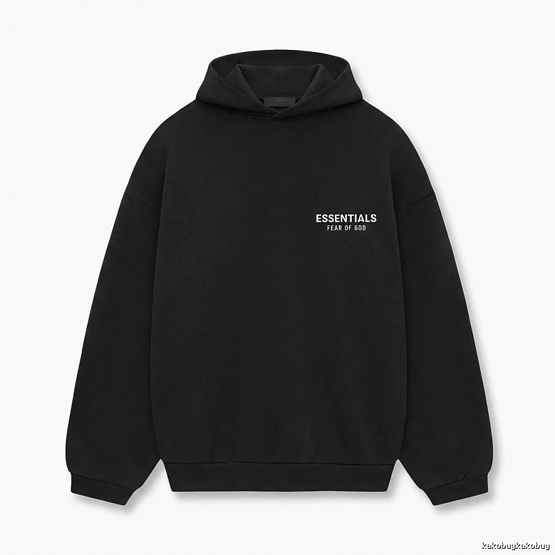 ESSENTIALS minimalist style black hoodie