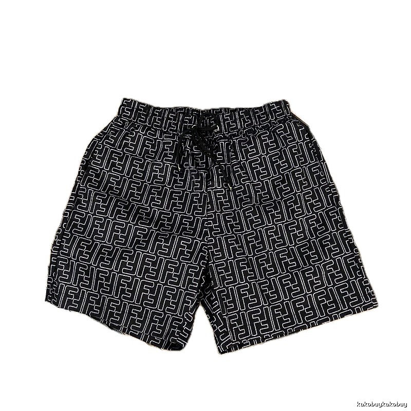 Fendi Double F Collection Vintage Monogram Style Black Shorts