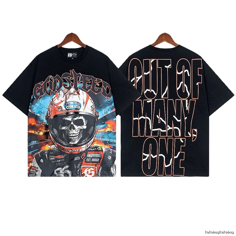 Godspeed Skull Motorcycle Street Style Black Short Sleeve T-Shirt