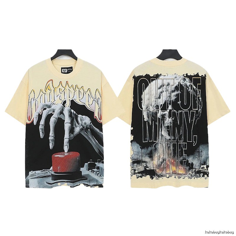 Godspeed Skull Print Street Style Beige T-Shirt
