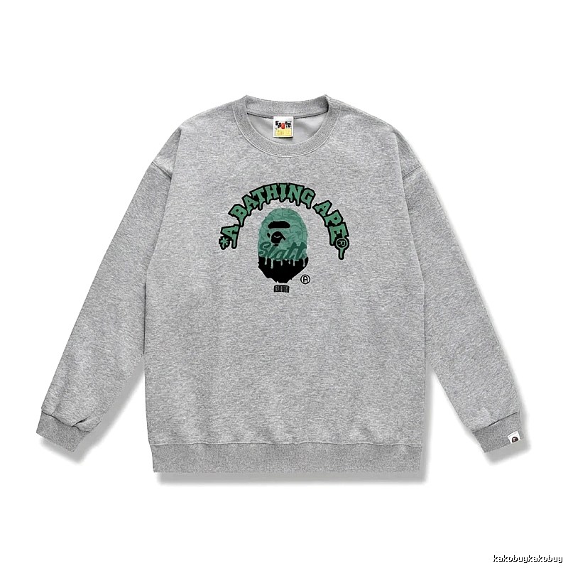 Grey hoodie with Bape Ape Head logo
