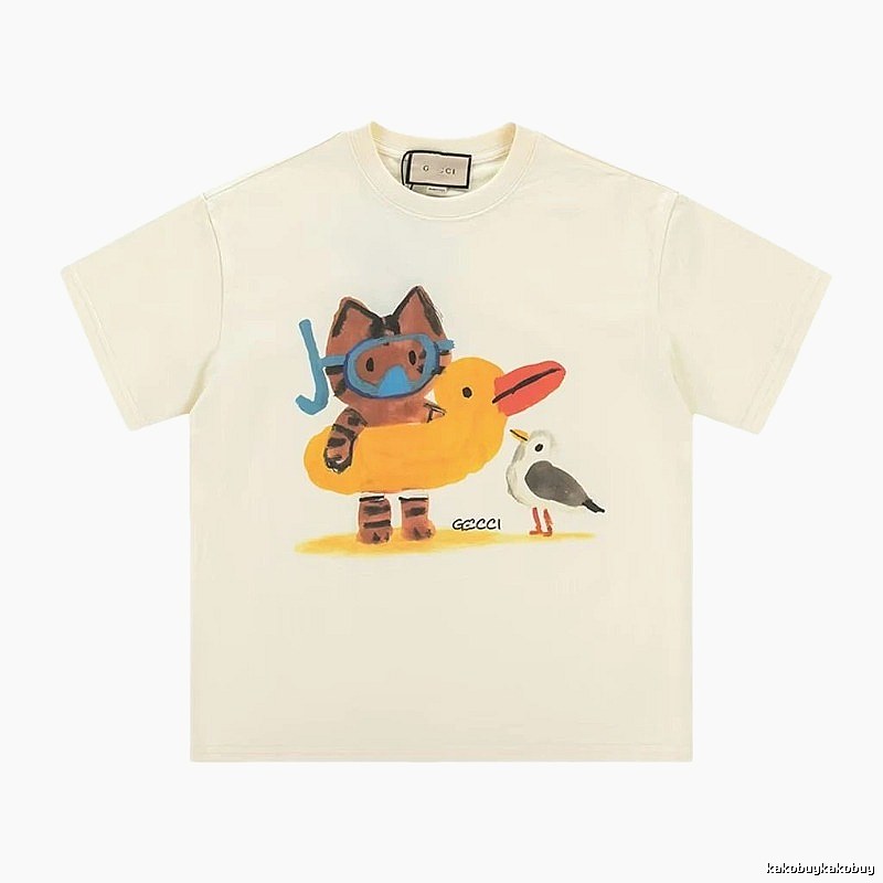 Gucci Off-white Playful Style Cartoon Print T-shirt