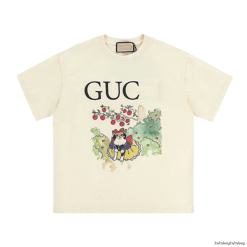 Gucci Vintage-style Cat Print Off-white T-Shirt