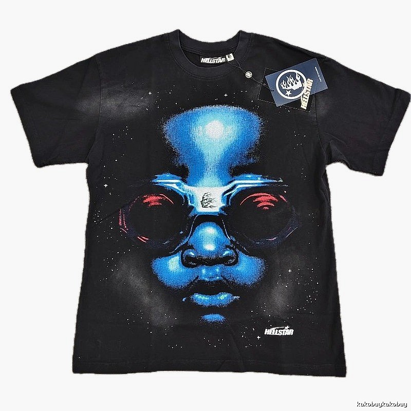 Hellstar Portrait Print Street Style Black T-Shirt