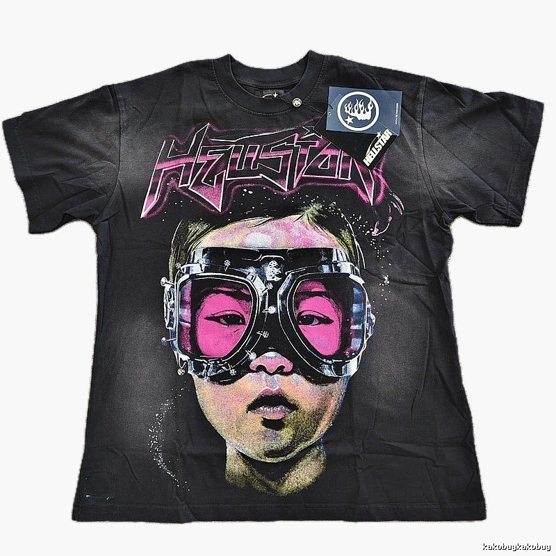 Hellstar Portrait Print Street Style Black T-Shirt