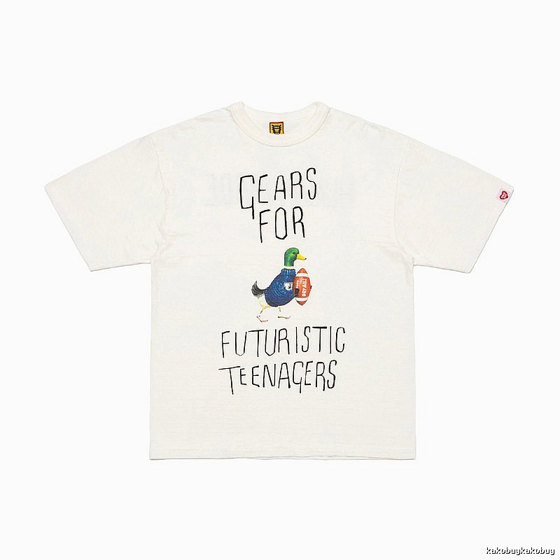 HUMAN MADE Japanese Streetwear Green Duck Printed Off-white T-shirt