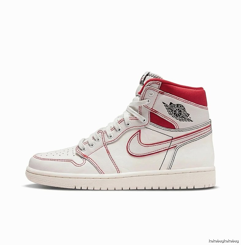 Jordan AJ1 High-Top Red and White Trendy Shoes
