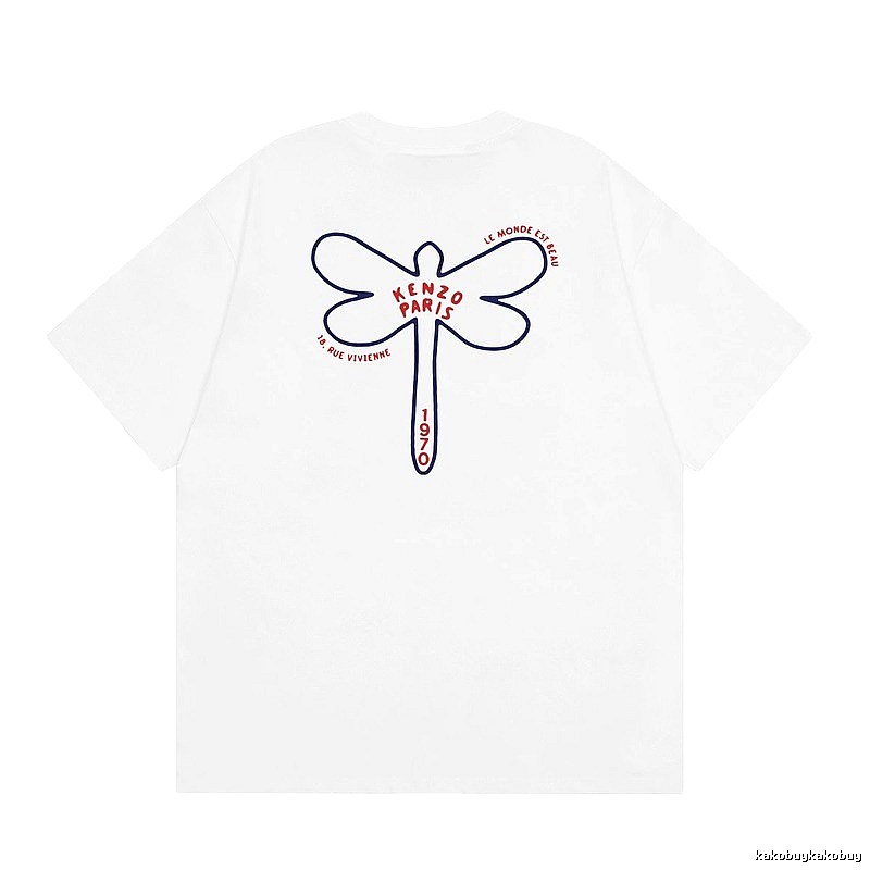 KENZO Dragonfly Print Casual White T-Shirt