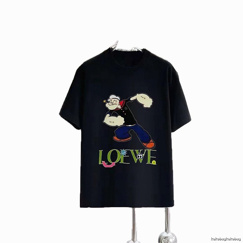 LOEWE x Popeye Co-branded Trendy Black Short-sleeve T-shirt