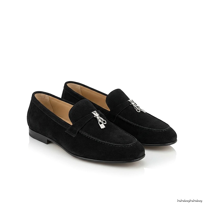 Loro Piana business-style black leather shoes