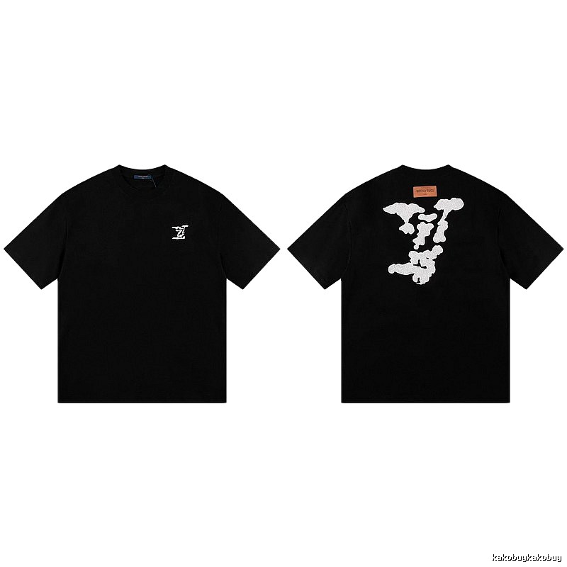 Louis Vuitton Auspicious Cloud Print Trendy Style Black T-Shirt