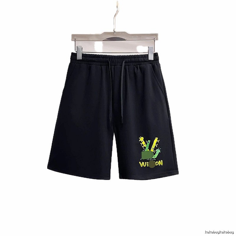 Louis Vuitton Cartoon Print Casual Style Black Shorts