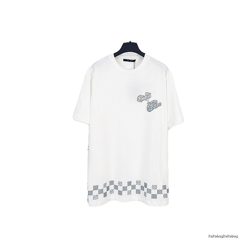 Louis Vuitton Checkerboard Casual Style White T-Shirt