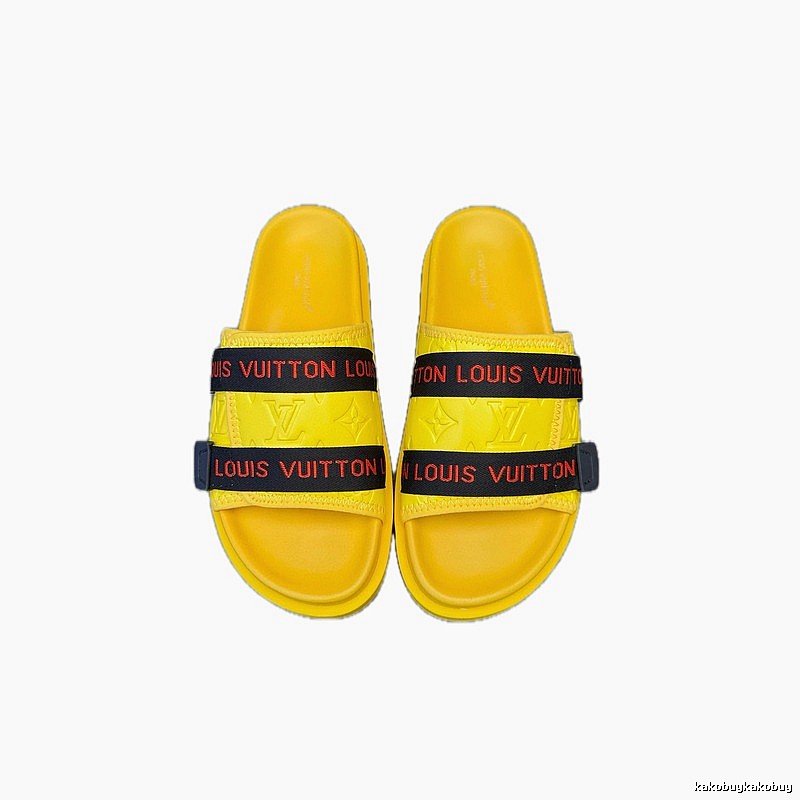 Louis Vuitton Classic Monogram Trendy Yellow Slide Sandals