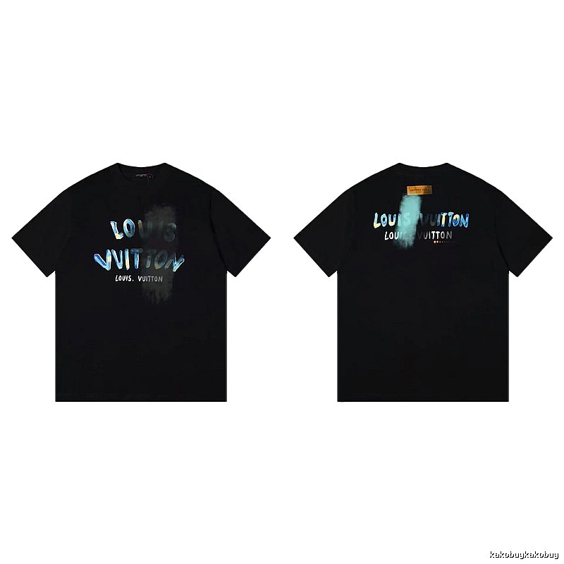 Louis Vuitton Gradient Graffiti Trendy Cool Black Short-sleeve T-shirt
