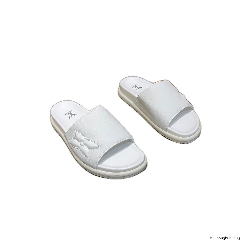 Louis Vuitton Monogram Casual Style White Slide Sandals