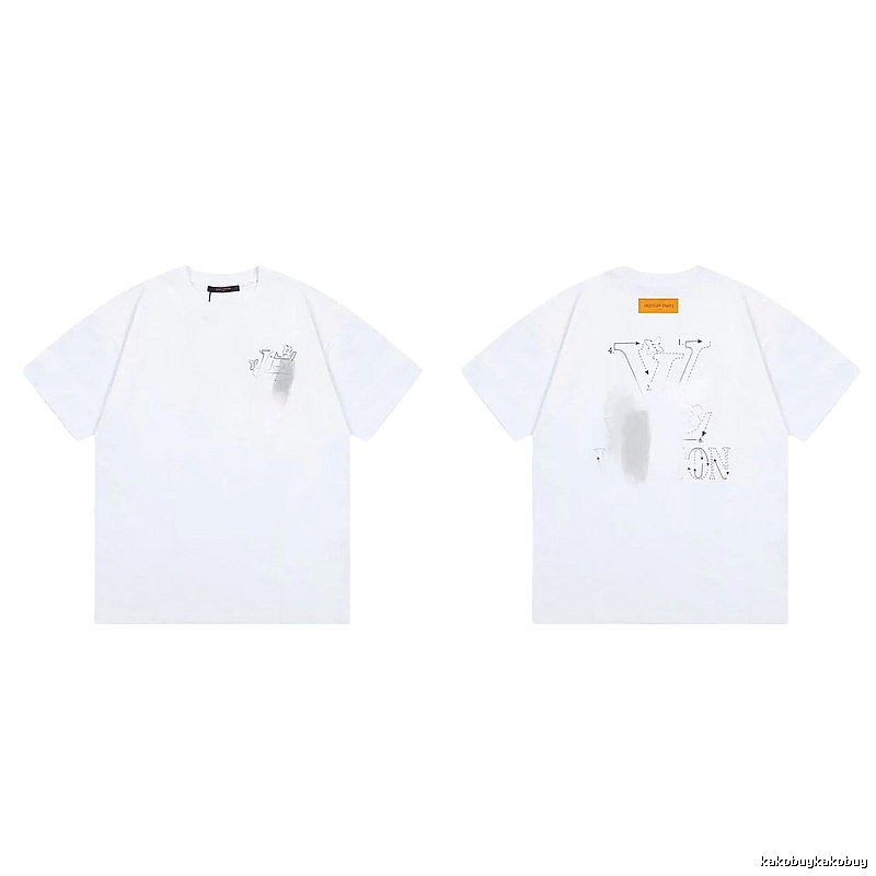 Louis Vuitton Trendy Line-drawing Style White Short-sleeve T-shirt