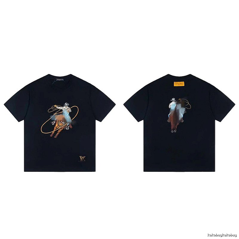 Louis Vuitton Western Cowboy Vintage Style Black T-Shirt