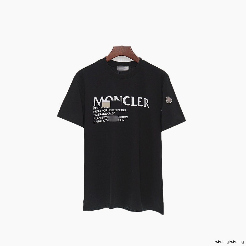 Moncler Alphabet Print Casual Style Black T-shirt