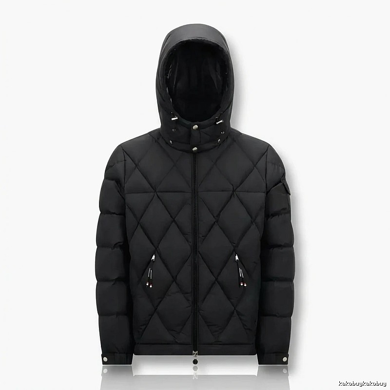 Moncler diamond-check trendy and cool style black down jacket
