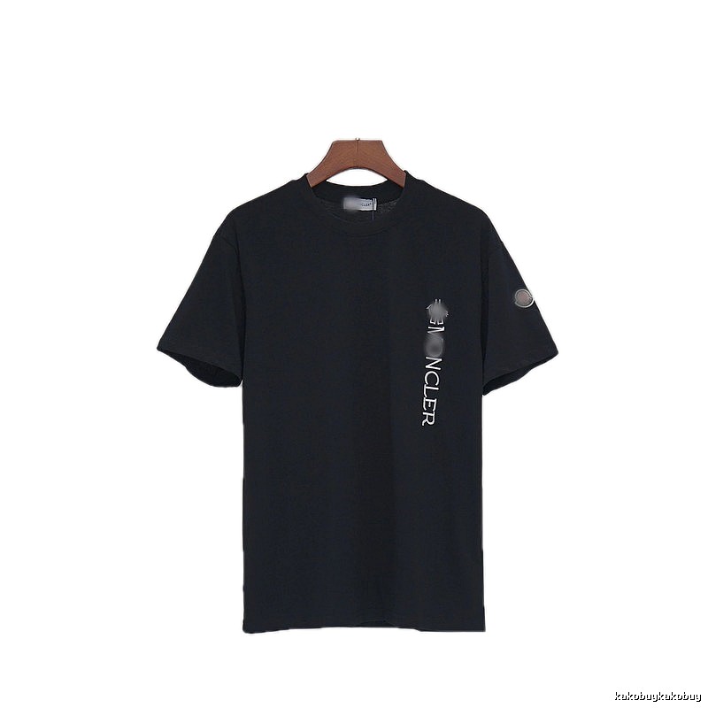 Moncler Letter Print Minimalist Style Black T-Shirt