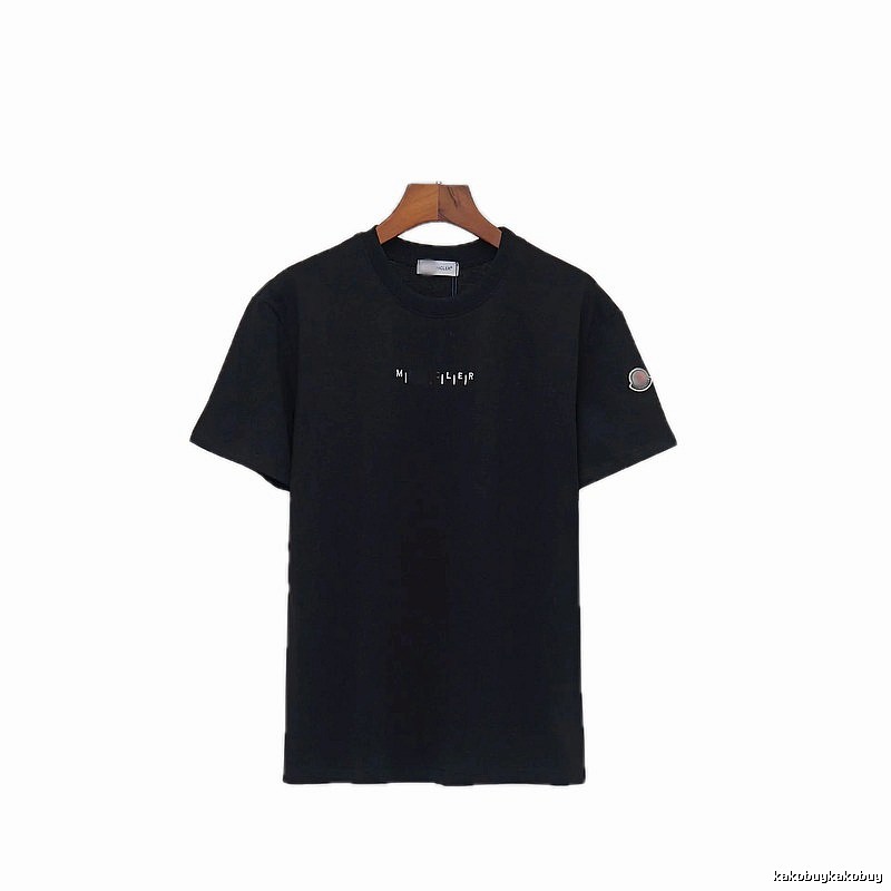 Moncler Letter Print Minimalist Style Black T-Shirt
