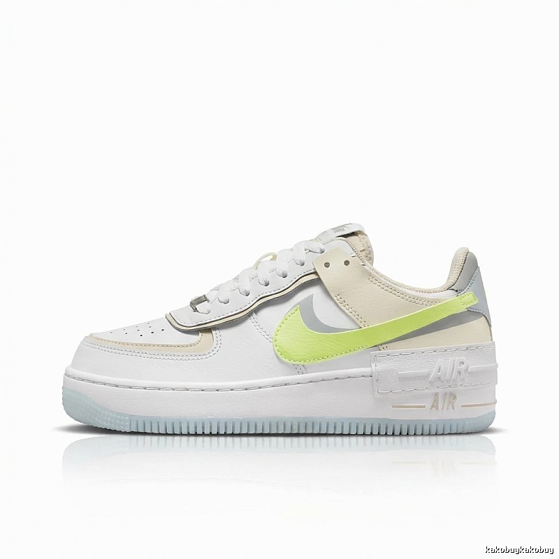Nike Air Force 1 Trendy White and Green Shoes