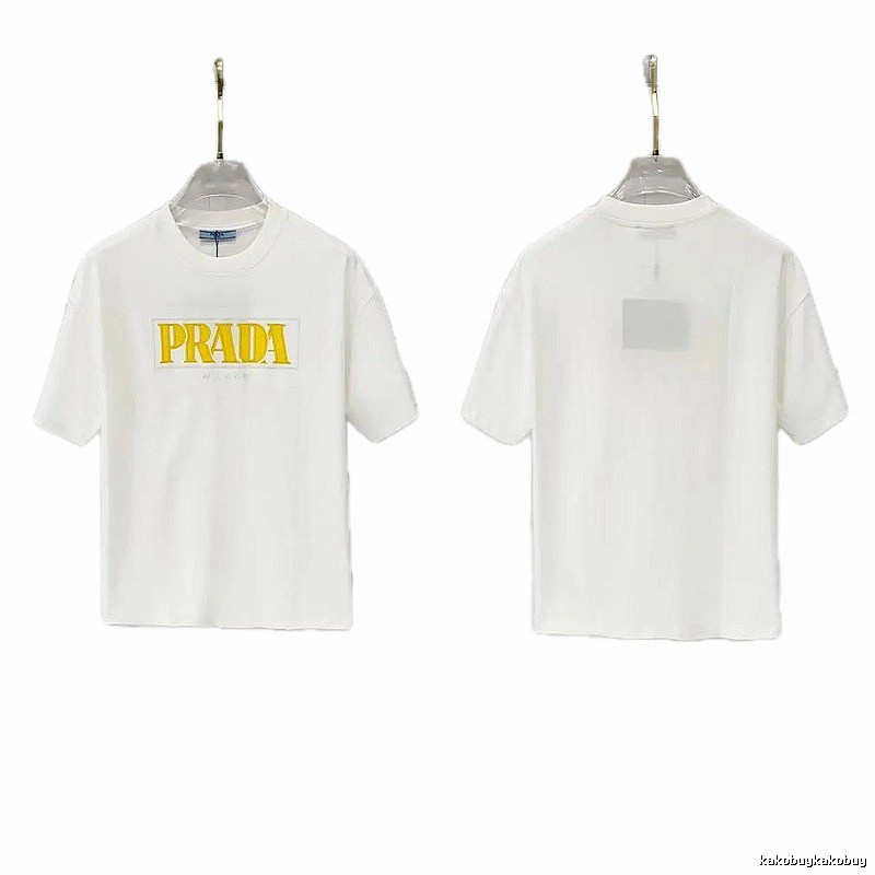 Prada Letter Print Streetwear Style White T-Shirt