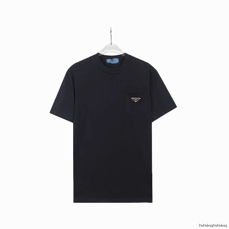 Prada Triangle Logo Minimalist Style Black Short-sleeve T-shirt
