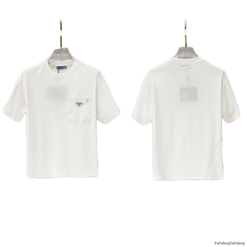 Prada Triangle Logo Minimalist Style White Short-sleeve T-shirt