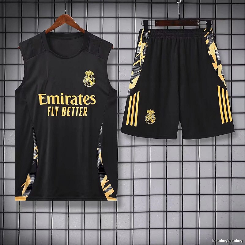 Real Madrid Lightweight Training jersey set Navy Sleeveless Top for Trend Styling