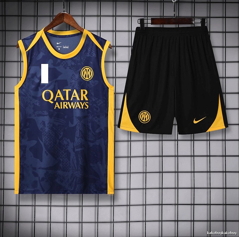 Real Madrid Travel Training jersey set Navy Sleeveless Top with Soft Visual Tone