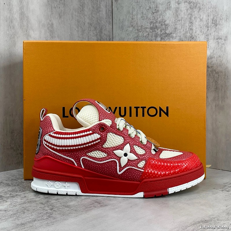 Red Leather Sneaker Louis Vuitton Red Low-top Sneaker for Streetwear Looks