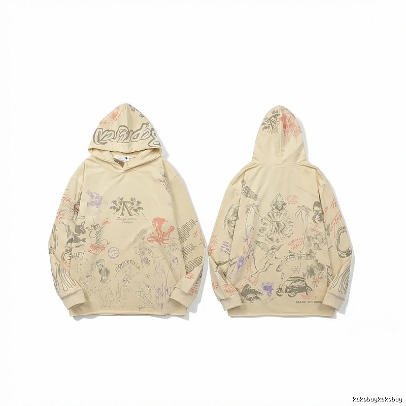 Represent Graffiti Style Beige Hoodie