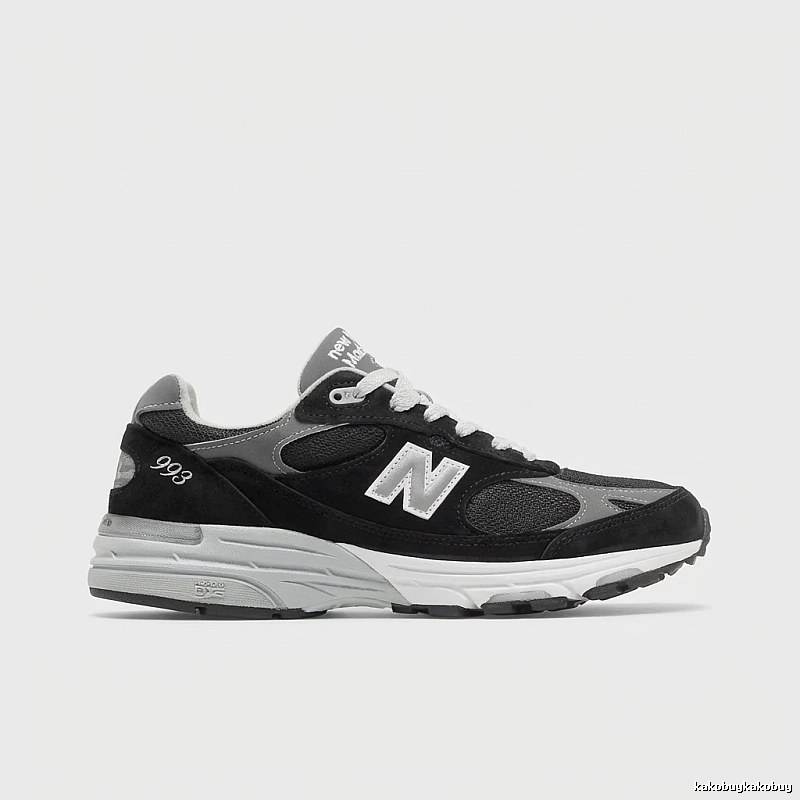 Retro-style black and gray New Balance 993 shoes