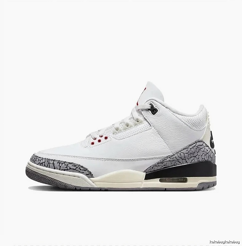 Retro style white shoes of Jordan AJ3
