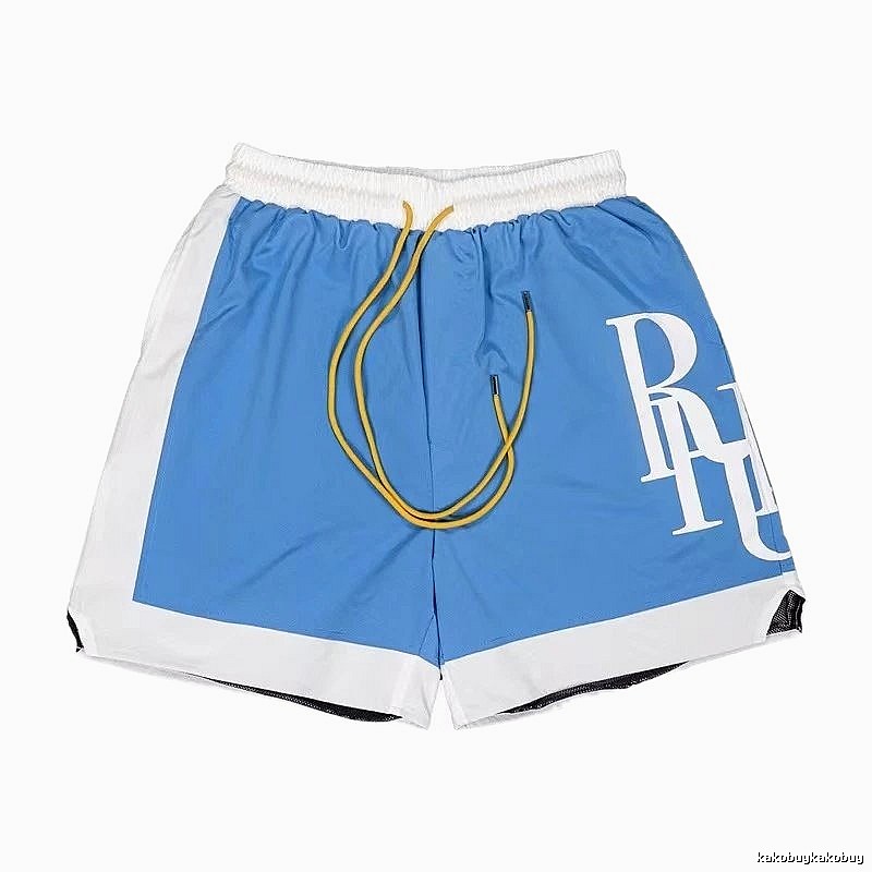 RHUDE Blue and White Contrast Color Sports Shorts