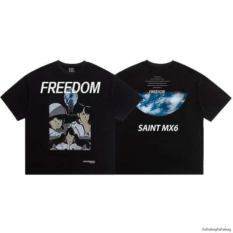SAINT MX6 Anime Printed Black Short-sleeve T-shirt