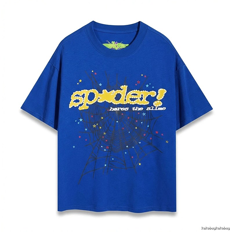 Sp5der Print Trendy Blue T-shirt