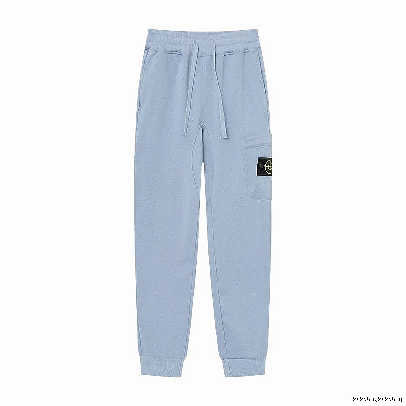 Stone Island Compass Badge Street Style Light Blue Cuffed Jogger Sweatpants