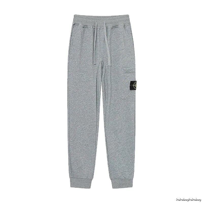 Stone Island Compass Logo Casual Light Grey Cuffed Sweatpants