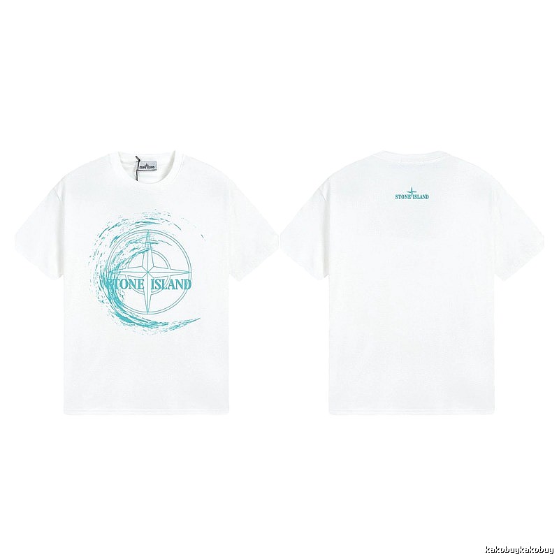 Stone Island Compass Print Street Style White T-Shirt